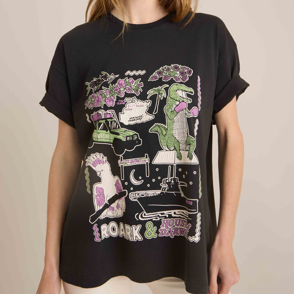 Roark Roark X H.O.D Oversized Premium Tee In Faded Black