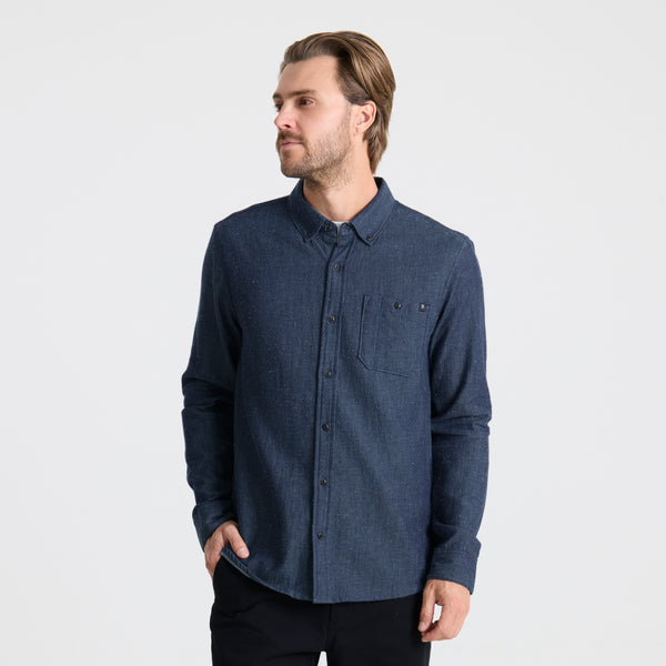 Roark Scholar Chambray Button Up Shirt In Mid Indigo
