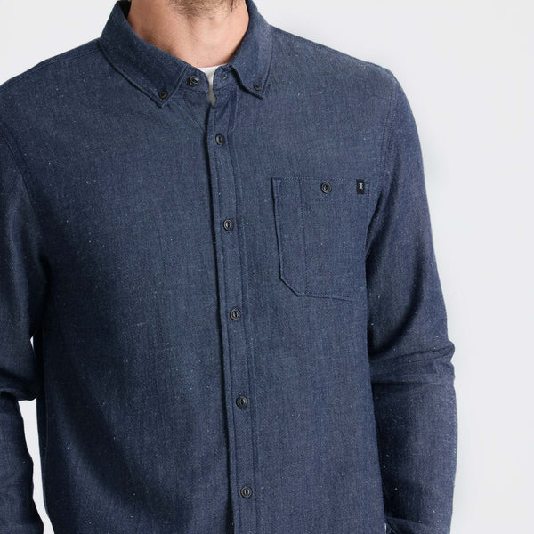 Roark Scholar Chambray Button Up Shirt In Mid Indigo