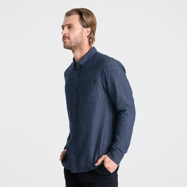 Roark Scholar Chambray Button Up Shirt In Mid Indigo