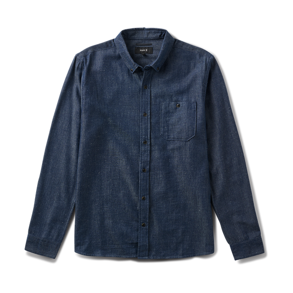 roark Scholar Chambray Button Up Shirt in Mid Indigo
