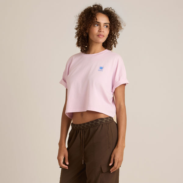 Roark Sunburst Boxy Cropped Premium Tee In Dusty Orchid