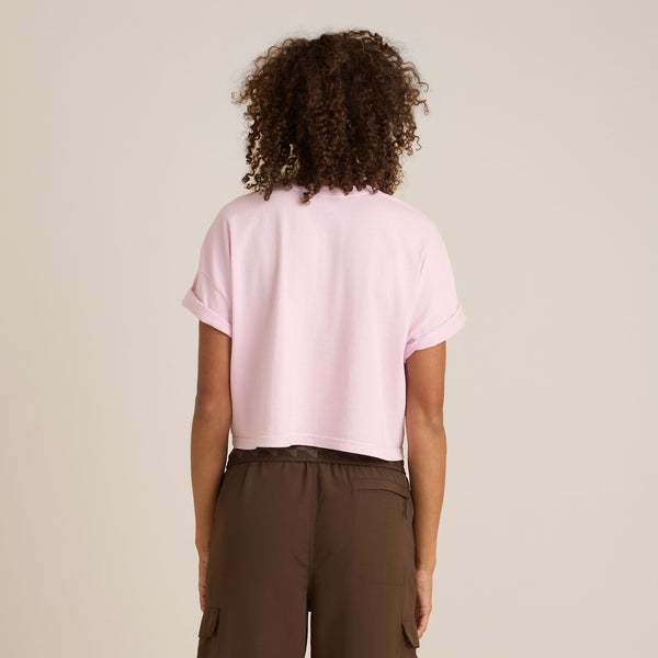 Roark Sunburst Boxy Cropped Premium Tee In Dusty Orchid