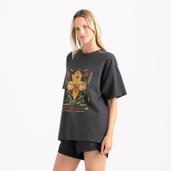 Roark Tomas Wildflower Oversized Premium Tee In Black