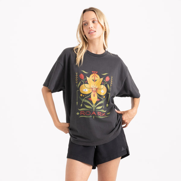 roark Tomas Wildflower Oversized Premium Tee in Black