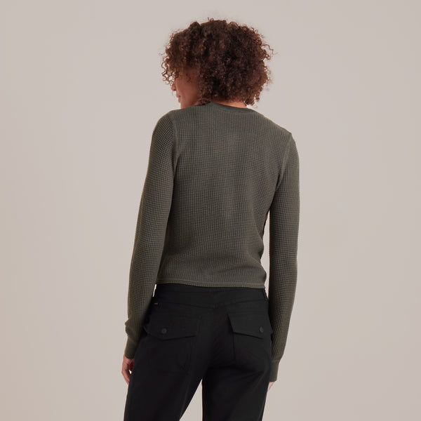 Roark Well Worn Long Sleeve Thermal Sweater In Military