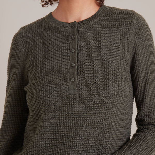 Roark Well Worn Long Sleeve Thermal Sweater In Military