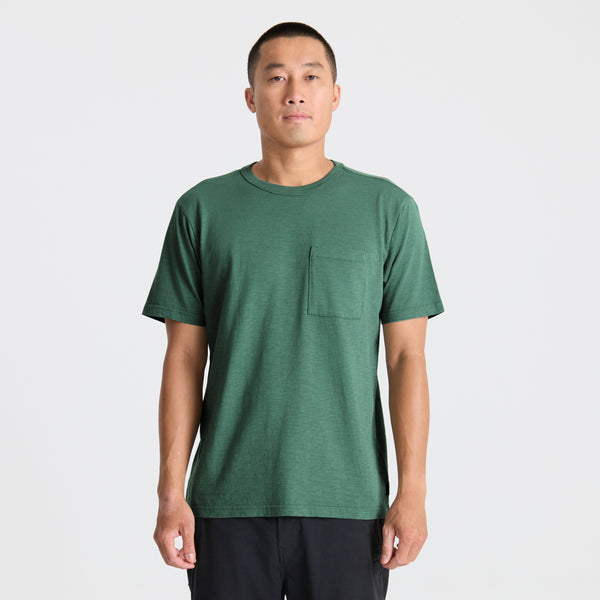 Roark Well Worn Organic Short Sleeve Tee In Slate Green