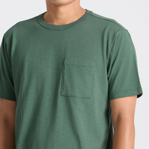 Roark Well Worn Organic Short Sleeve Tee In Slate Green