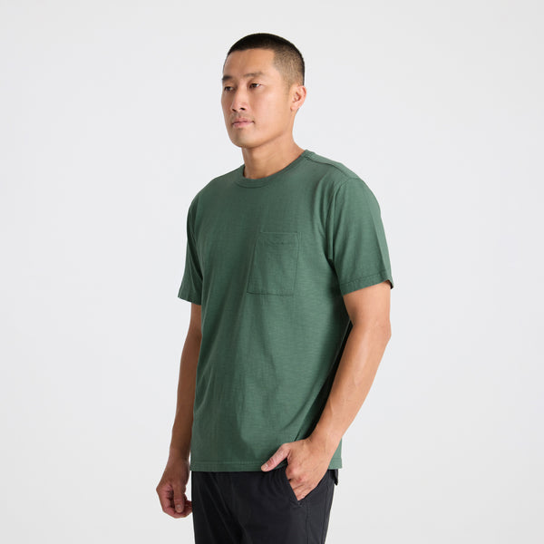 Roark Well Worn Organic Short Sleeve Tee In Slate Green