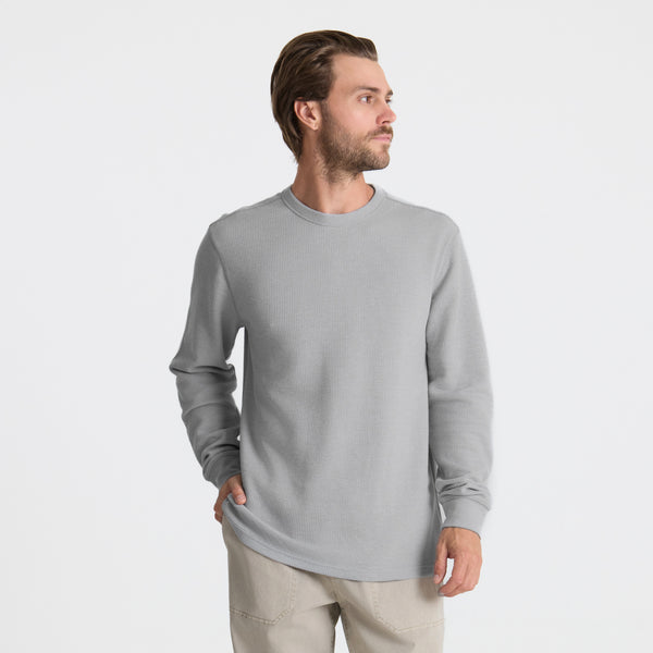 Roark Well Worn Thermal Long Sleeve Tee In Heather Grey