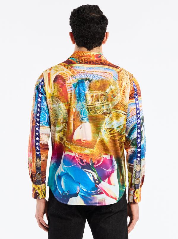 Robert Graham LIMITED EDITION FANTASY FOOTBALL LONG SLEEVE BUTTON DOWN SHIRT