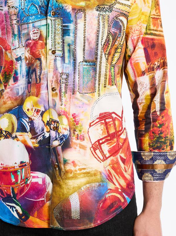 Robert Graham LIMITED EDITION FANTASY FOOTBALL LONG SLEEVE BUTTON DOWN SHIRT