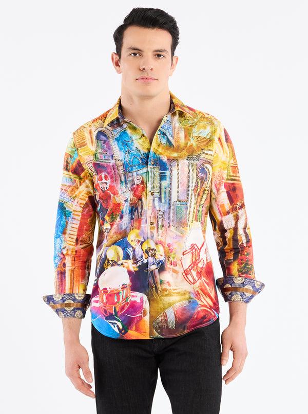 robert graham LIMITED EDITION FANTASY FOOTBALL LONG SLEEVE BUTTON DOWN SHIRT