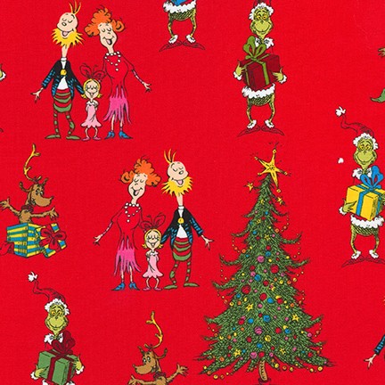 robert kaufman fabrics ADE-15184-3 RED by Dr. Seuss Enterprises from How the Grinch Stole Christmas
