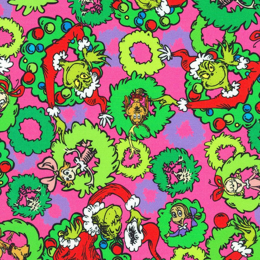 robert kaufman fabrics ADED-22566-351 CANDY PINK by Dr. Seuss Enterprises from How the Grinch Stole Christmas