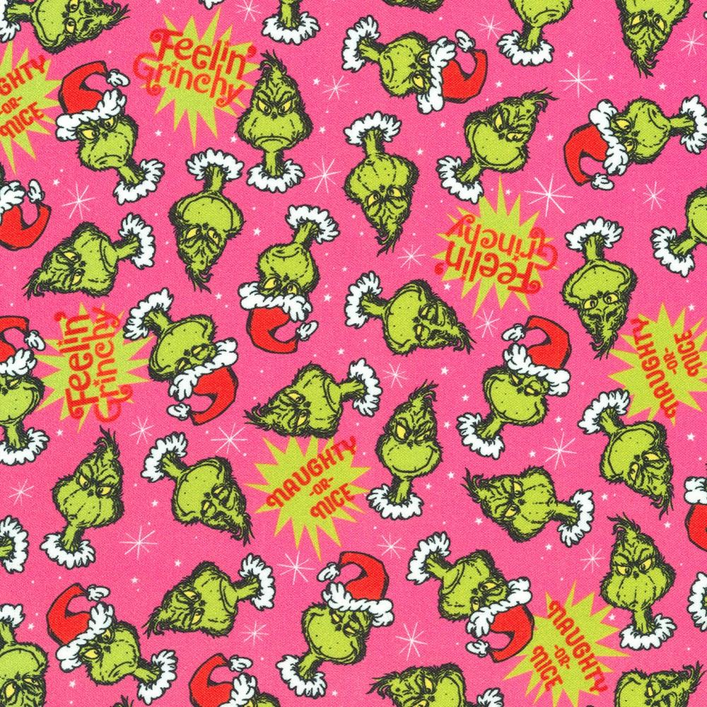 robert kaufman fabrics ADED-22567-351 CANDY PINK by Dr. Seuss Enterprises from How the Grinch Stole Christmas