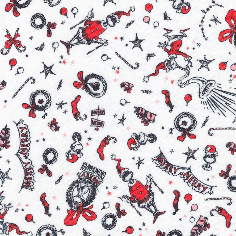robert kaufman fabrics ADED-22568-478 CANDY CANE by Dr. Seuss Enterprises from How the Grinch Stole Christmas