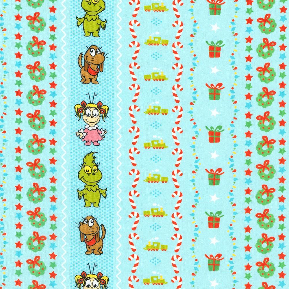 robert kaufman fabrics ADED-23873-4 BLUE by Dr. Seuss Enterprises from Little Grinch