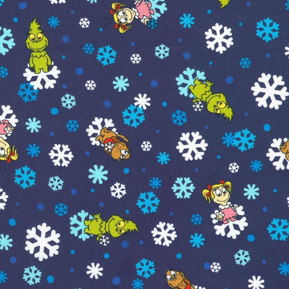 robert kaufman fabrics ADED-23875-4 BLUE by Dr. Seuss Enterprises from Little Grinch