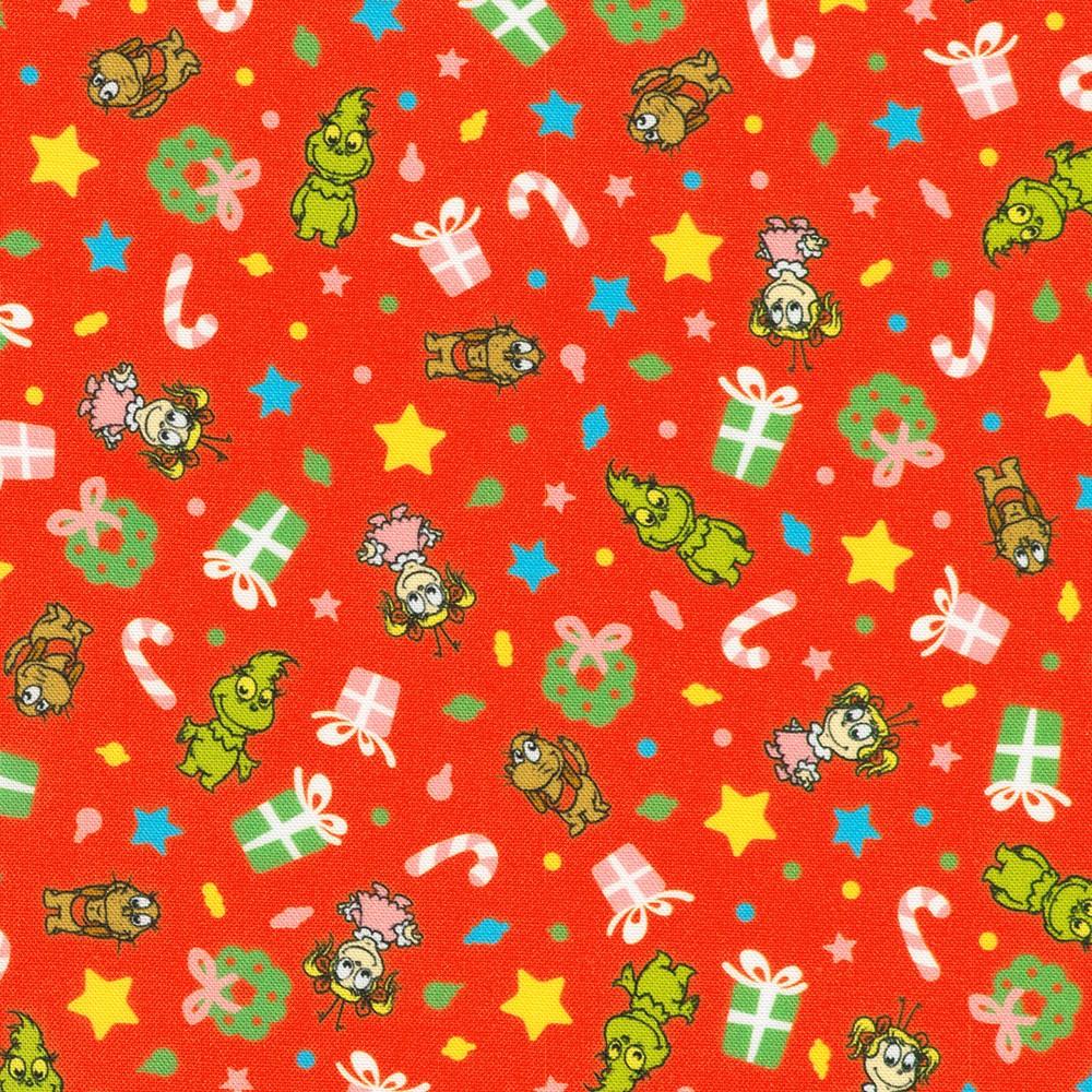 robert kaufman fabrics ADED-23877-3 RED by Dr. Seuss Enterprises from Little Grinch