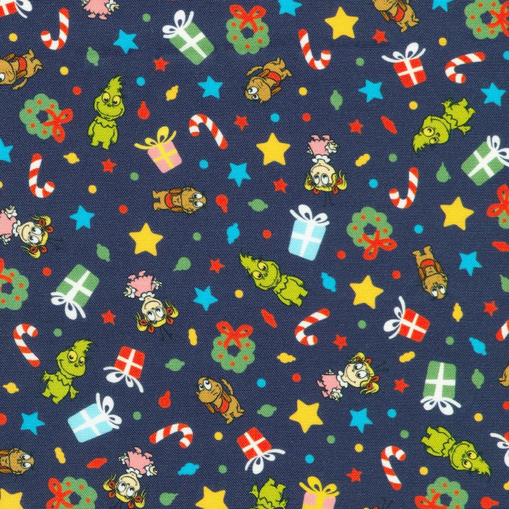 robert kaufman fabrics ADED-23877-4 BLUE by Dr. Seuss Enterprises from Little Grinch