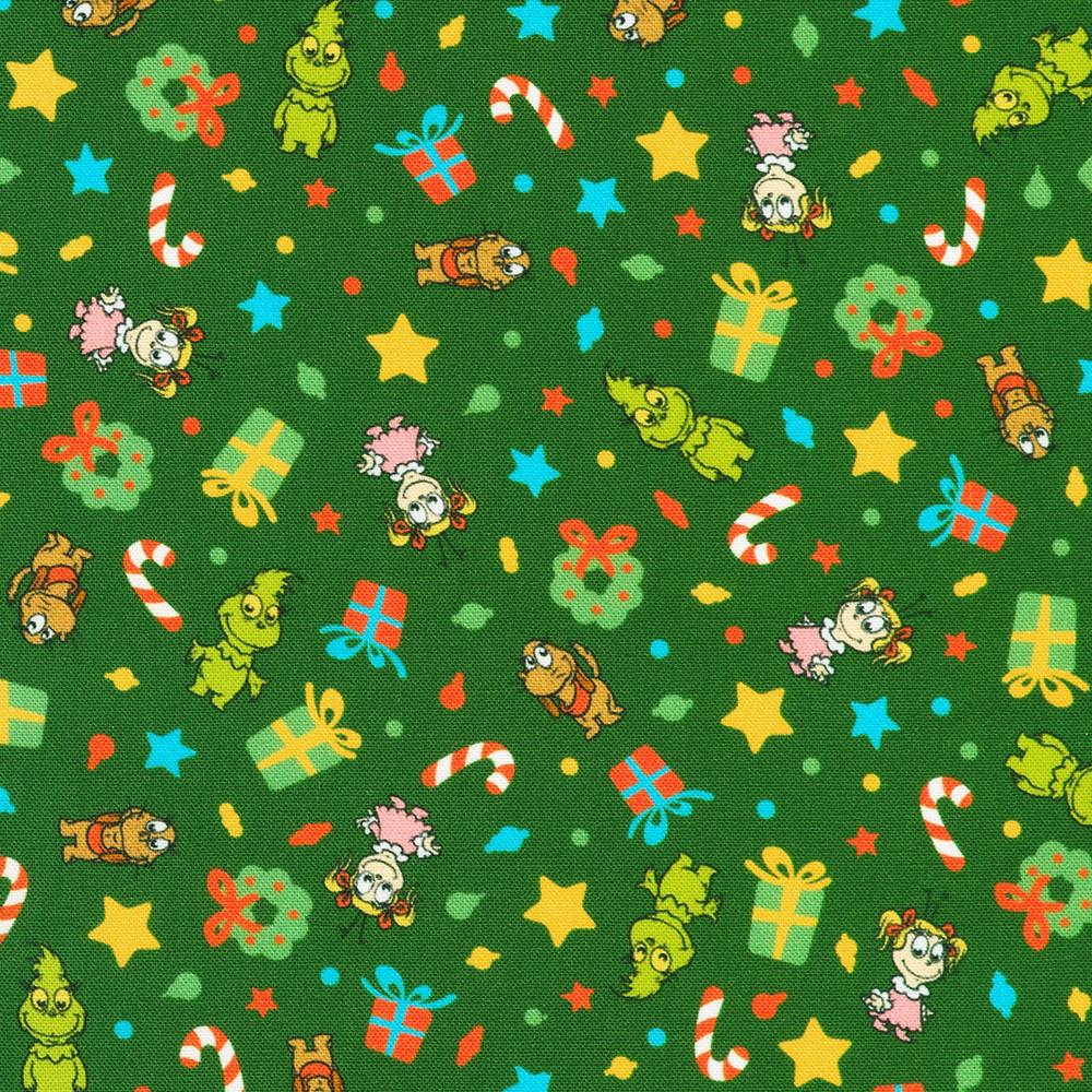robert kaufman fabrics ADED-23877-7 GREEN by Dr. Seuss Enterprises from Little Grinch