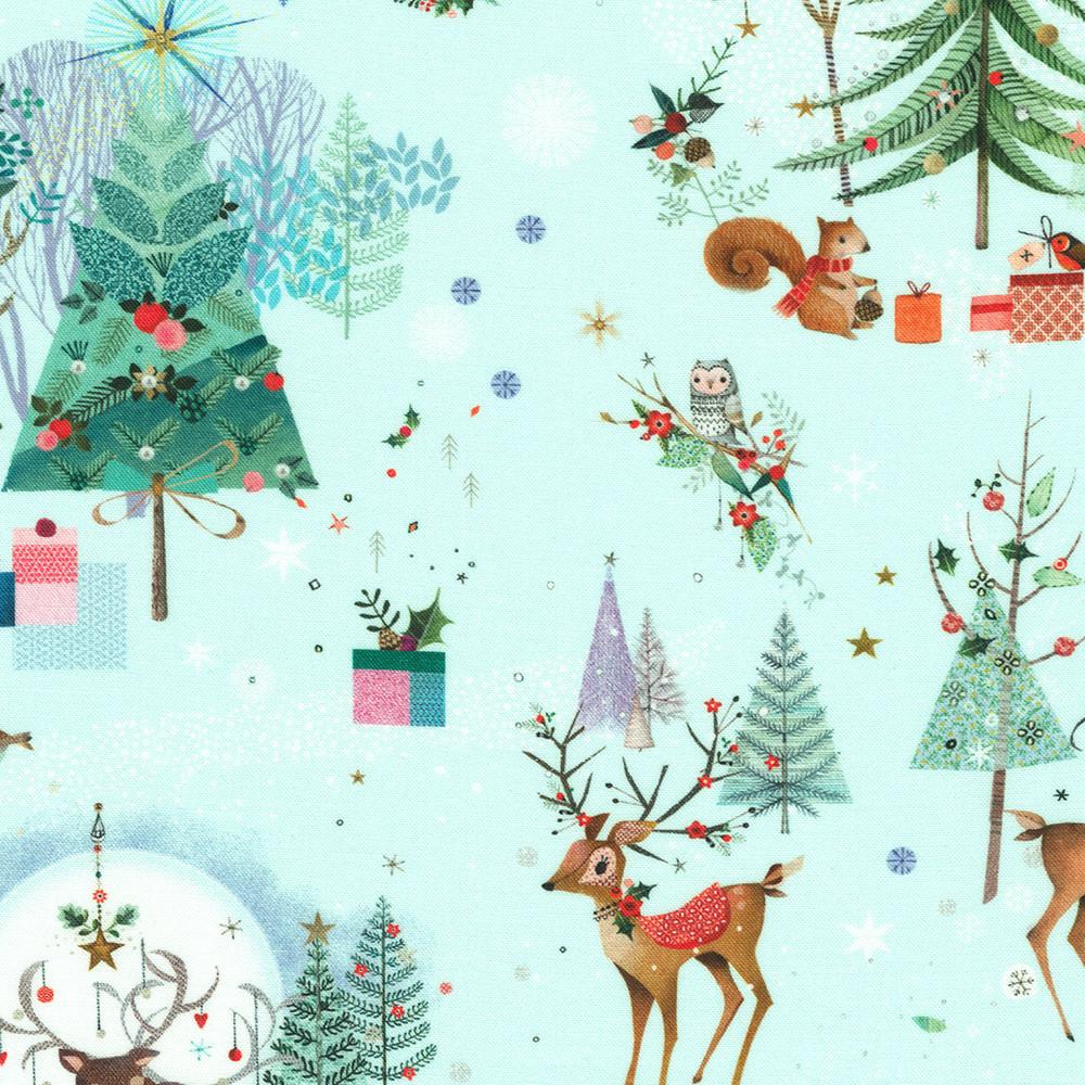 robert kaufman fabrics AHPD-23042-63 SKY by Lynn Horrabin from Festive Fauna