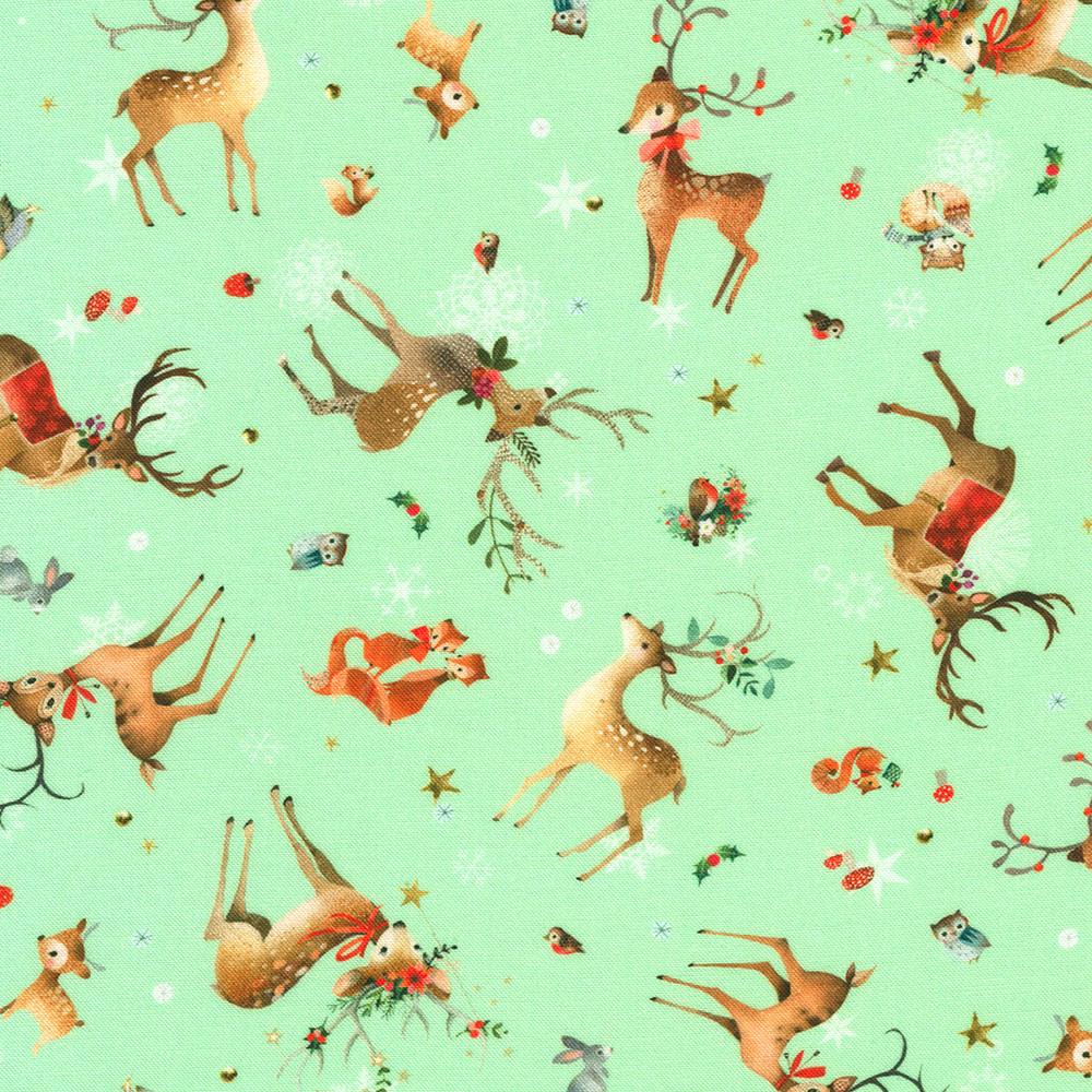 robert kaufman fabrics AHPD-23043-34 SAGE by Lynn Horrabin from Festive Fauna