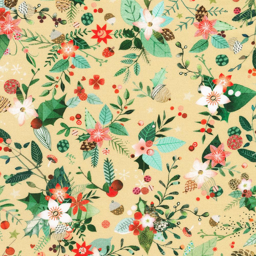 robert kaufman fabrics AHPD-23045-161 STRAW by Lynn Horrabin from Festive Fauna