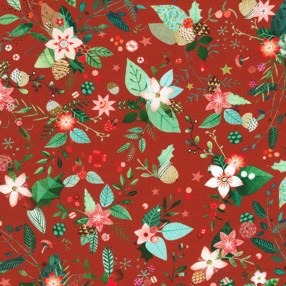 Robert Kaufman Fabrics AHPD-23045-91 CRIMSON By Lynn Horrabin From Festive Fauna