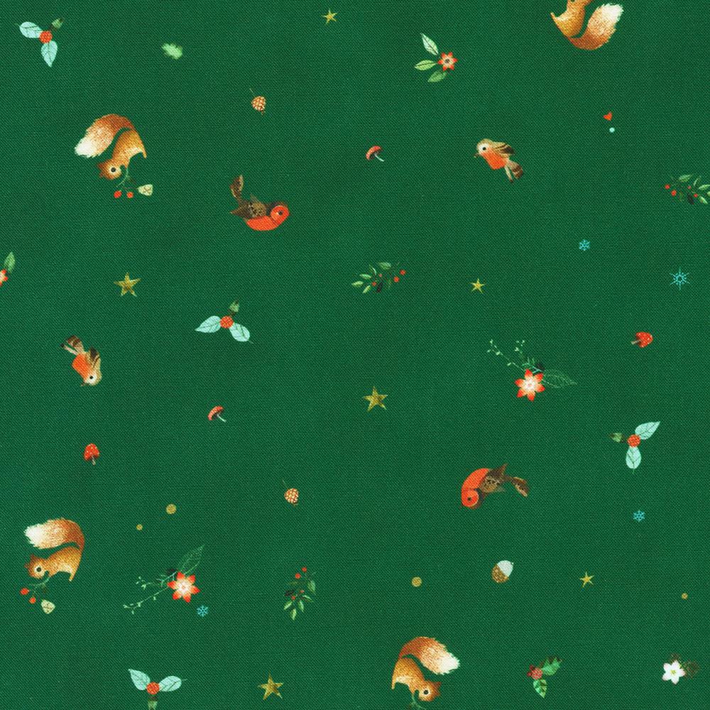 robert kaufman fabrics AHPD-23047-274 PINE by Lynn Horrabin from Festive Fauna