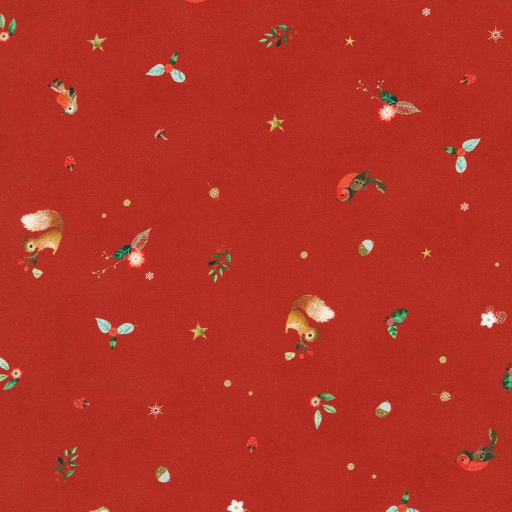 Robert Kaufman Fabrics AHPD-23047-91 CRIMSON By Lynn Horrabin From Festive Fauna