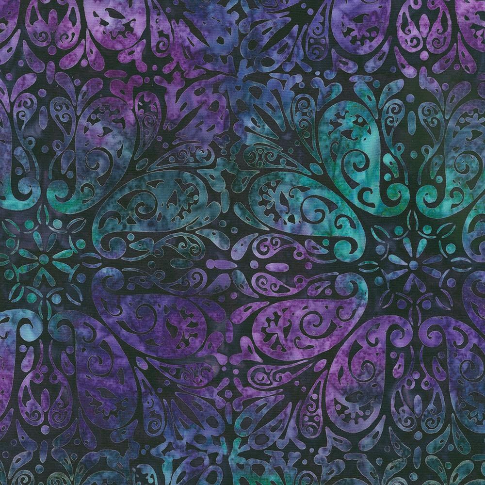 robert kaufman fabrics AMD-22837-460 MIDNIGHT PURPLE from Artisan Batiks: Paisley Bouquet