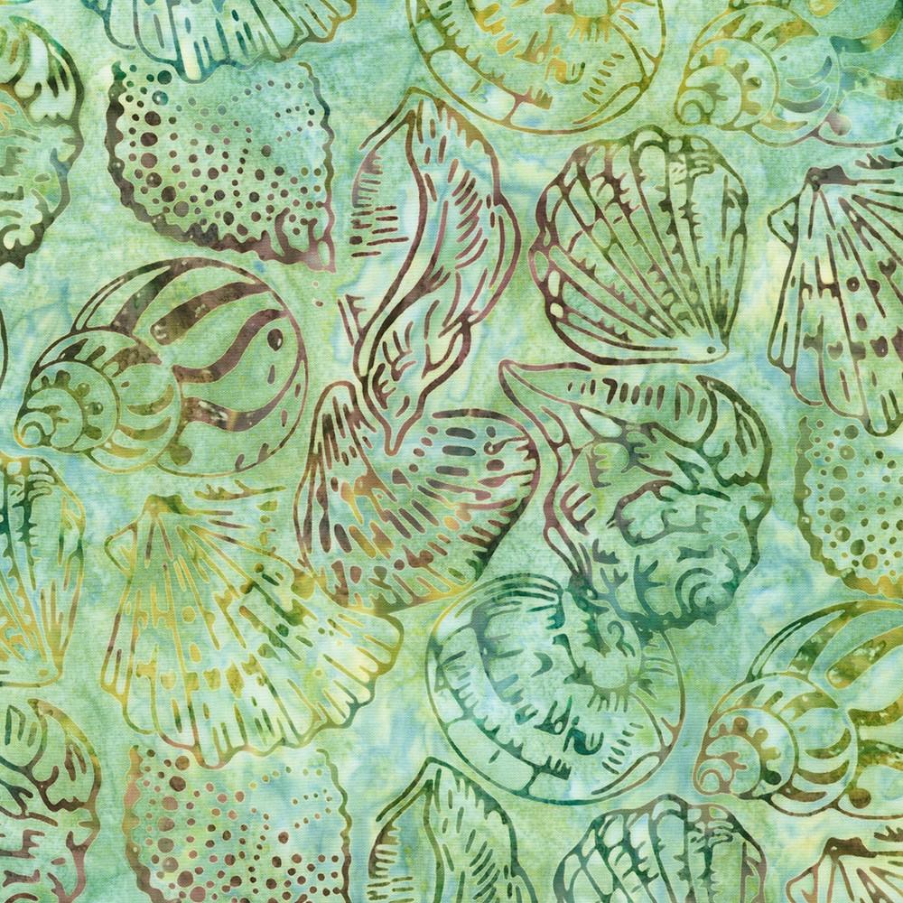 robert kaufman fabrics AMD-23495-211 ISLAND GREEN from Artisan Batiks: Coastal Shells