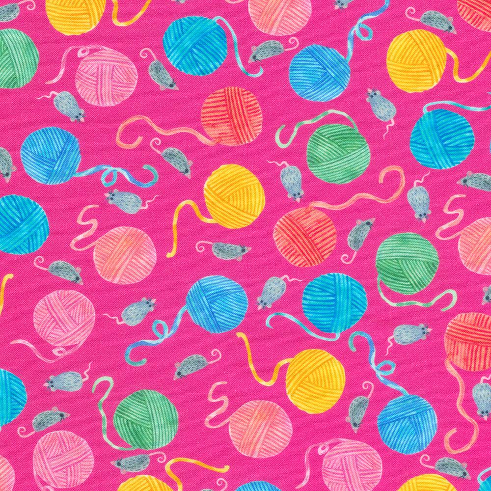robert kaufman fabrics ANAD-23289-108 FUCHSIA by Subhashini Narayanan from Whisker Wonderland