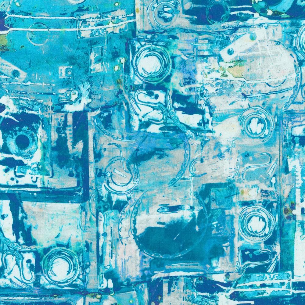 Robert Kaufman Fabrics ANJD-22864-243 CERULEAN By Leslie Tucker Jenison From Wishwell: Industrial Imprints