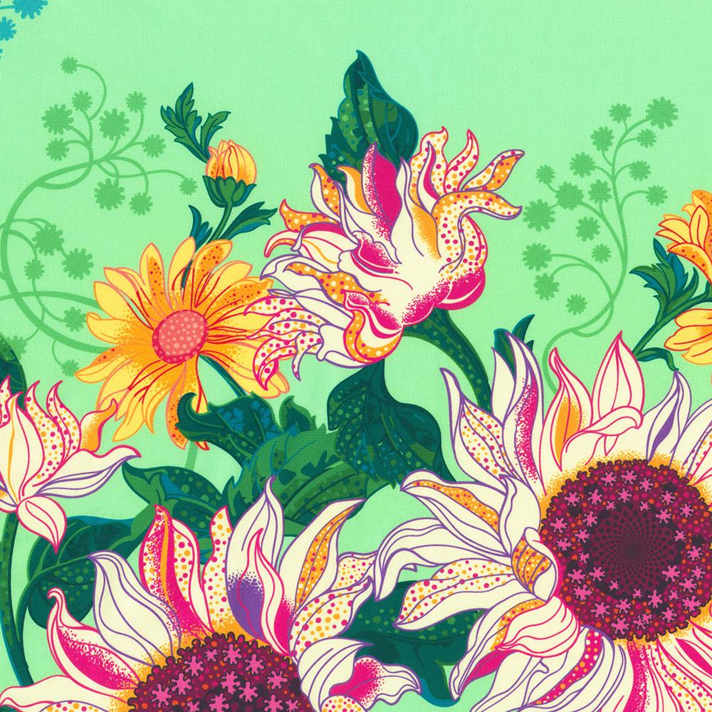 robert kaufman fabrics APWD-23244-7 GREEN by Lola & Bek from Sunflower Sonata