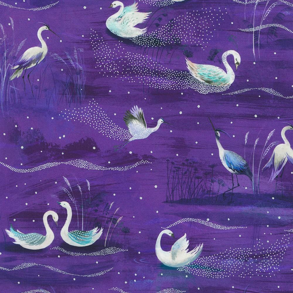 robert kaufman fabrics AQODM-22923-460 MIDNIGHT PURPLE by Sanja Rescek from Silver Lake
