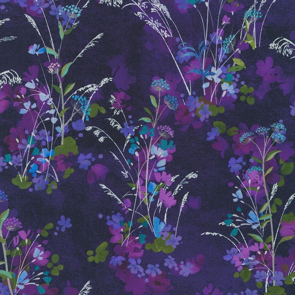 robert kaufman fabrics AQODM-22927-460 MIDNIGHT PURPLE by Sanja Rescek from Silver Lake