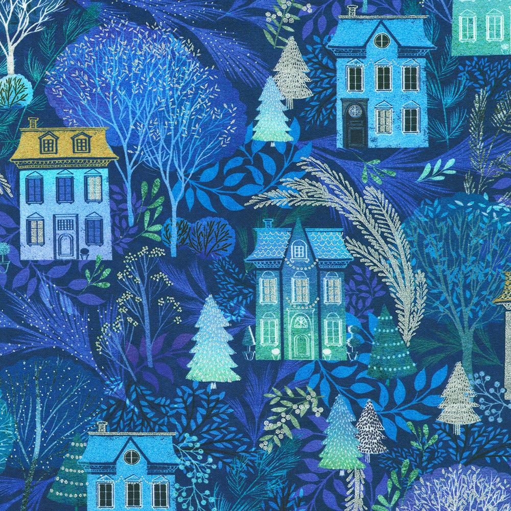robert kaufman fabrics AQODM-23102-69 MIDNIGHT by Sanja Rescek from Peaceful