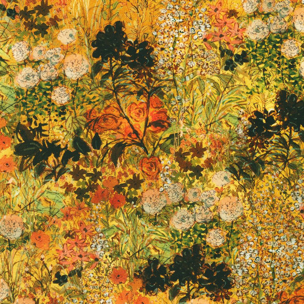 robert kaufman fabrics AVMD-23118-135 MUSTARD by Lauren Wan from Sunlit Garden