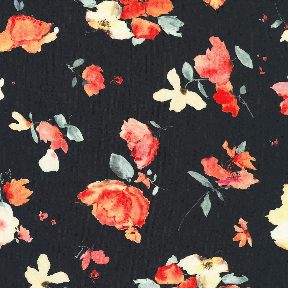 robert kaufman fabrics AVMD-23303-2 BLACK by Lauren Wan from Ruby Rose