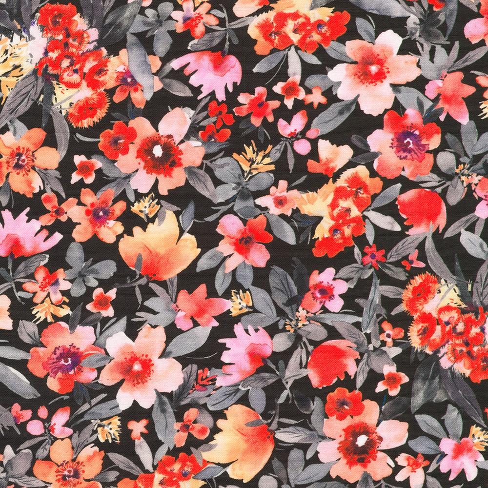 robert kaufman fabrics AVMD-23305-2 BLACK by Lauren Wan from Ruby Rose