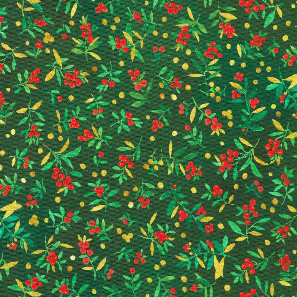 robert kaufman fabrics AVMD-23868-224 EVERGREEN by Lauren Wan from Festive Delight