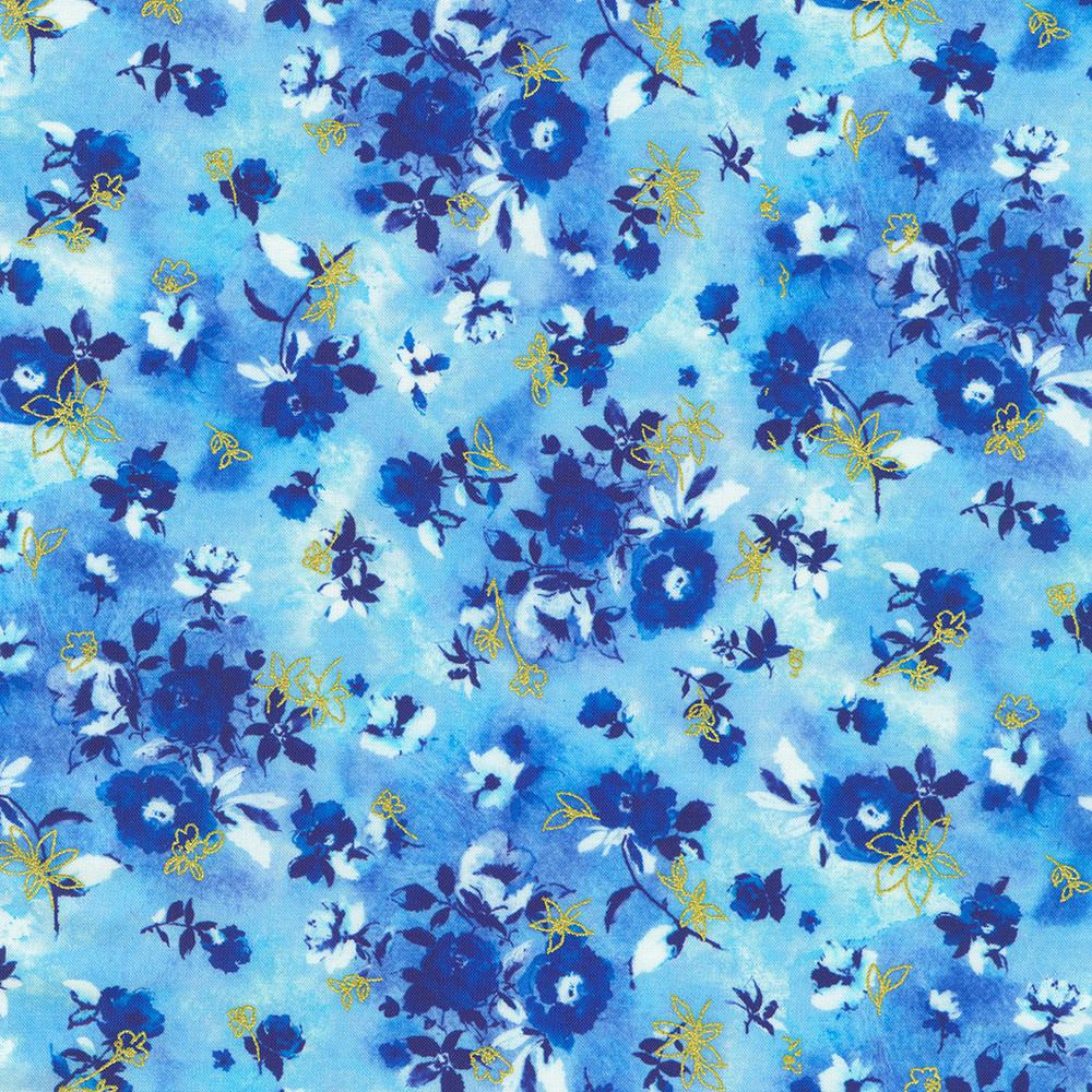robert kaufman fabrics AVMDM-23218-63 SKY by Lauren Wan from Cobalt Bliss