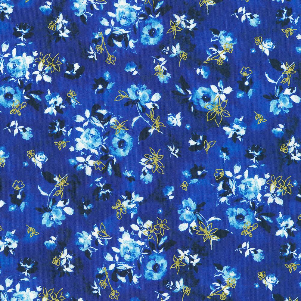 robert kaufman fabrics AVMDM-23218-72 COBALT by Lauren Wan from Cobalt Bliss robert kaufman fabrics AVMDM-23218-72 COBALT by Lauren Wan from Cobalt Bliss