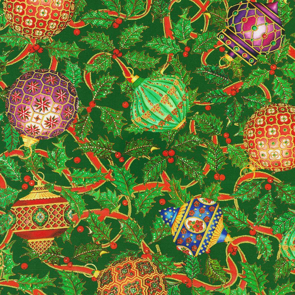 robert kaufman fabrics AXUDM-23090-274 PINE by Parvaneh Holloway from Parvaneh's Jeweled Christmas
