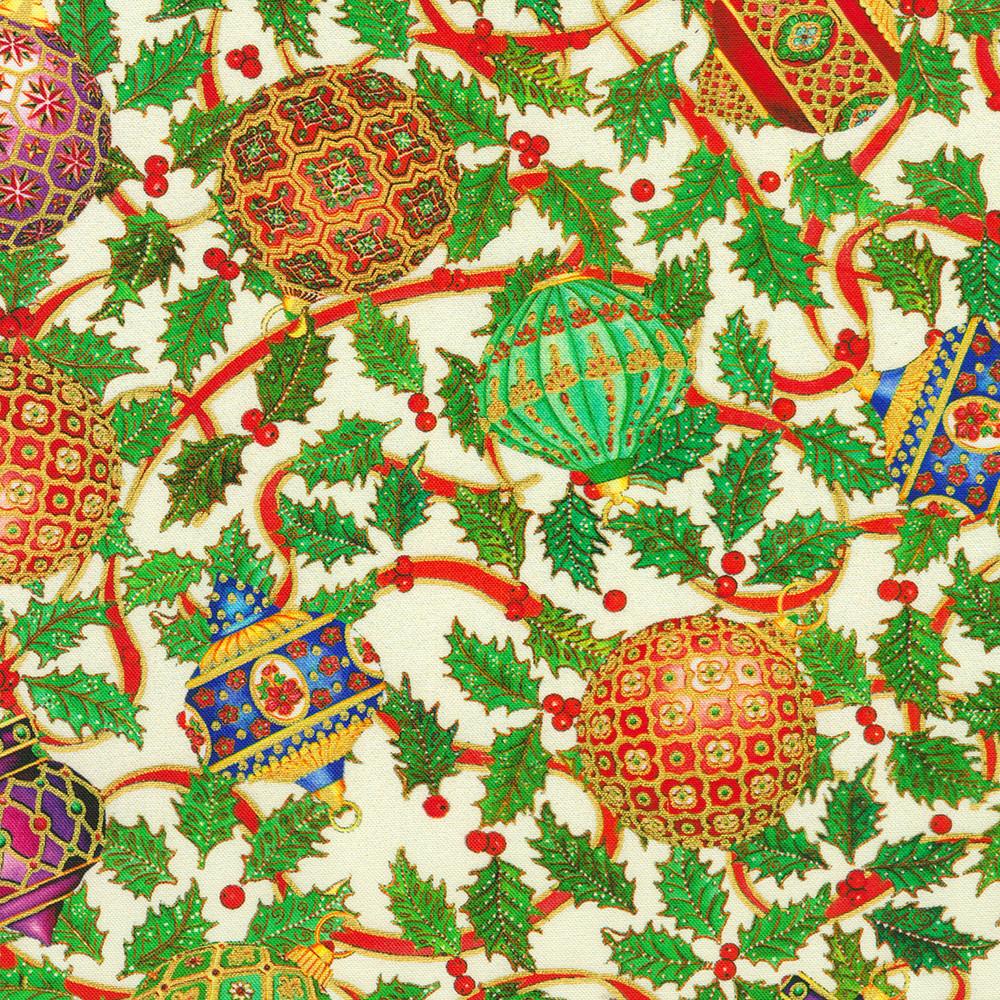 robert kaufman fabrics AXUDM-23090-84 CREAM by Parvaneh Holloway from Parvaneh's Jeweled Christmas