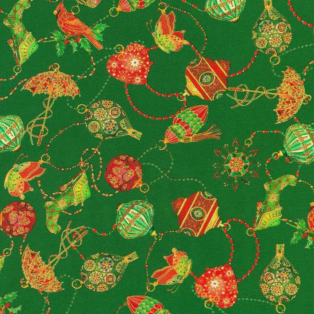 robert kaufman fabrics AXUDM-23092-274 PINE by Parvaneh Holloway from Parvaneh's Jeweled Christmas